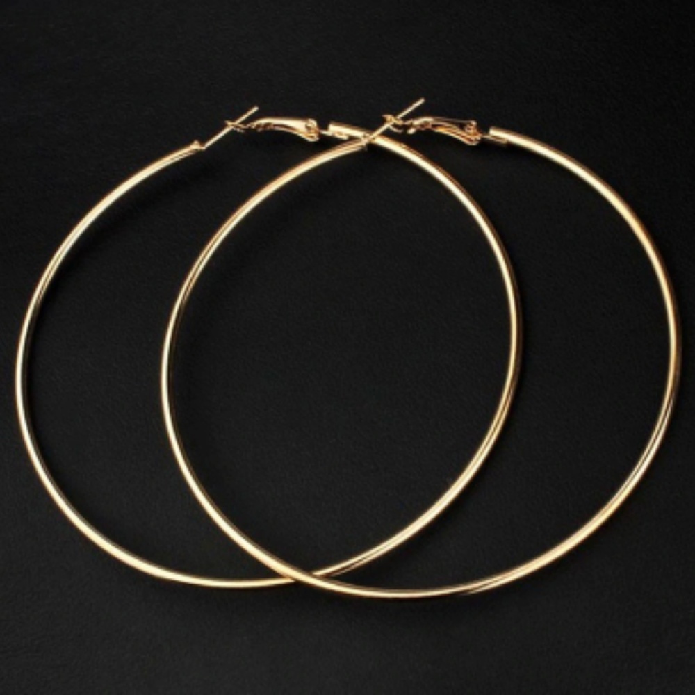 New Large gold plated hoop earrings - Picture 2 of 5